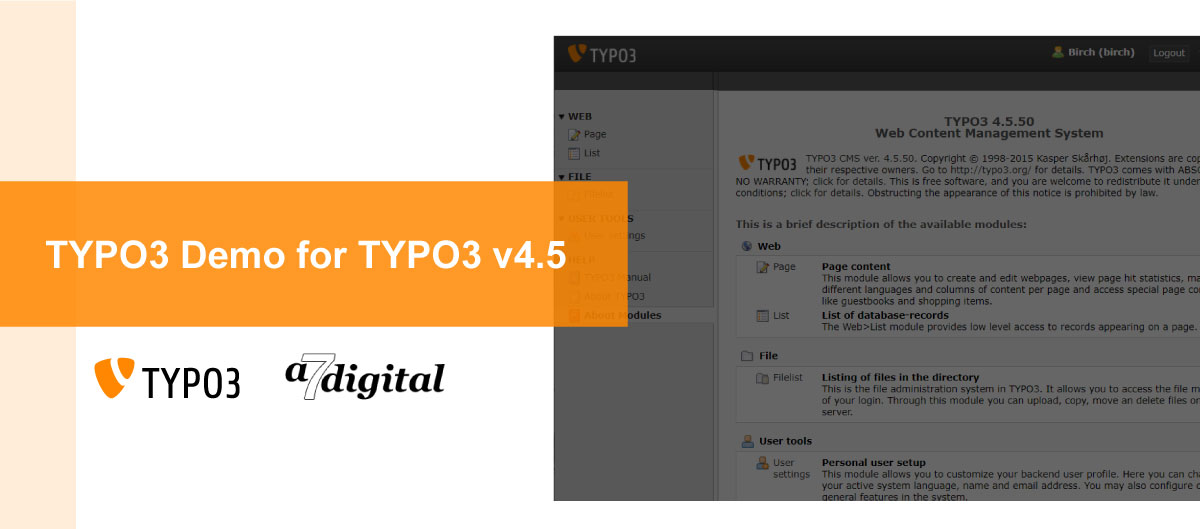 TYPO3 Demo for TYPO3 v4.5 TYPO3 Demo for TYPO3 v4.5
