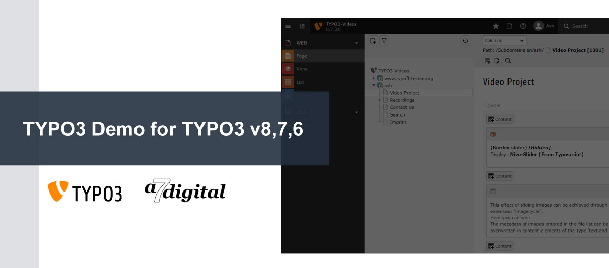 TYPO3 Demo for TYPO3 v8, v7, v6 TYPO3 Demo for TYPO3 v8, v7, v6