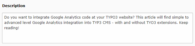 Meta Description Setup Meta Description Setup
