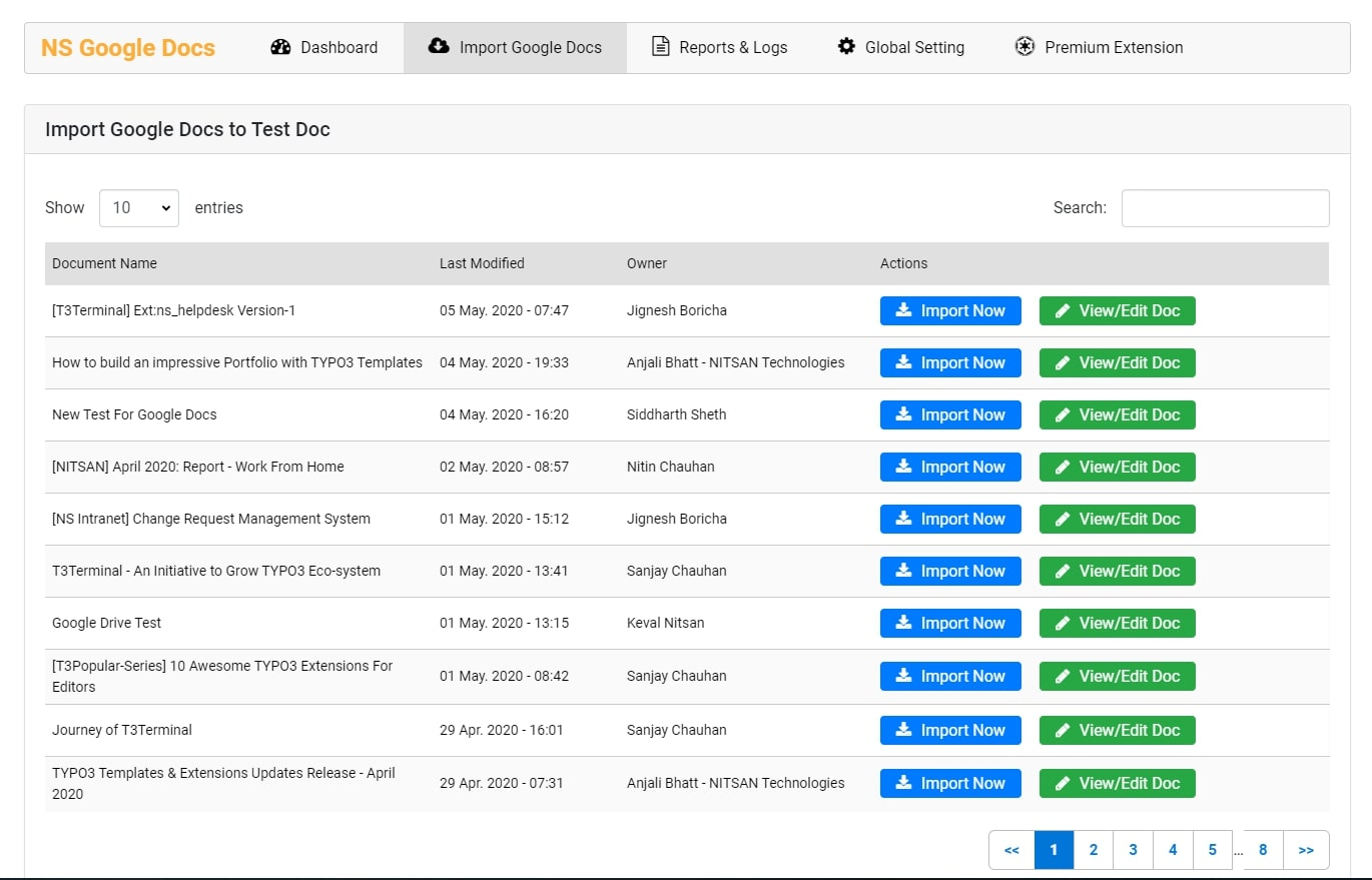 Import Google Docs to TYPO3