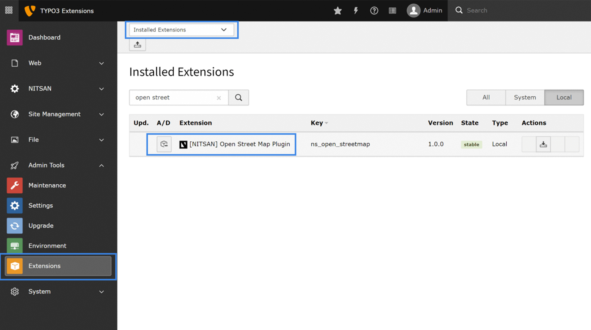 Installation for OpenStreetMap for TYPO3