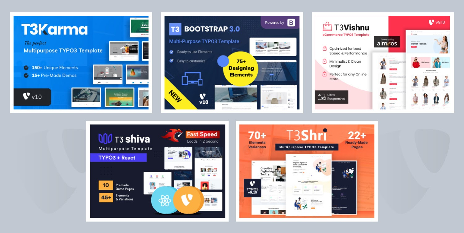 Most Downloaded TYPO3 Templates in 2021