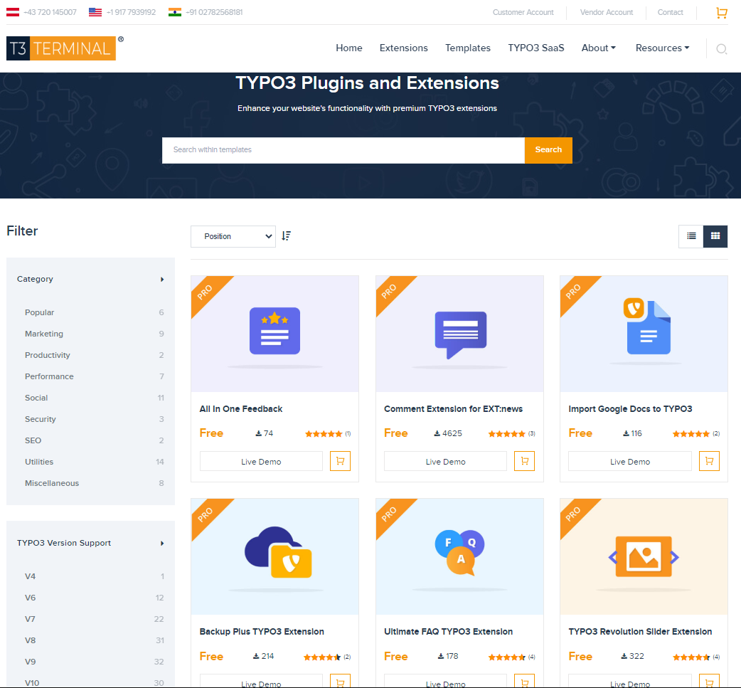 T3Planet (TYPO3 Marketplace)