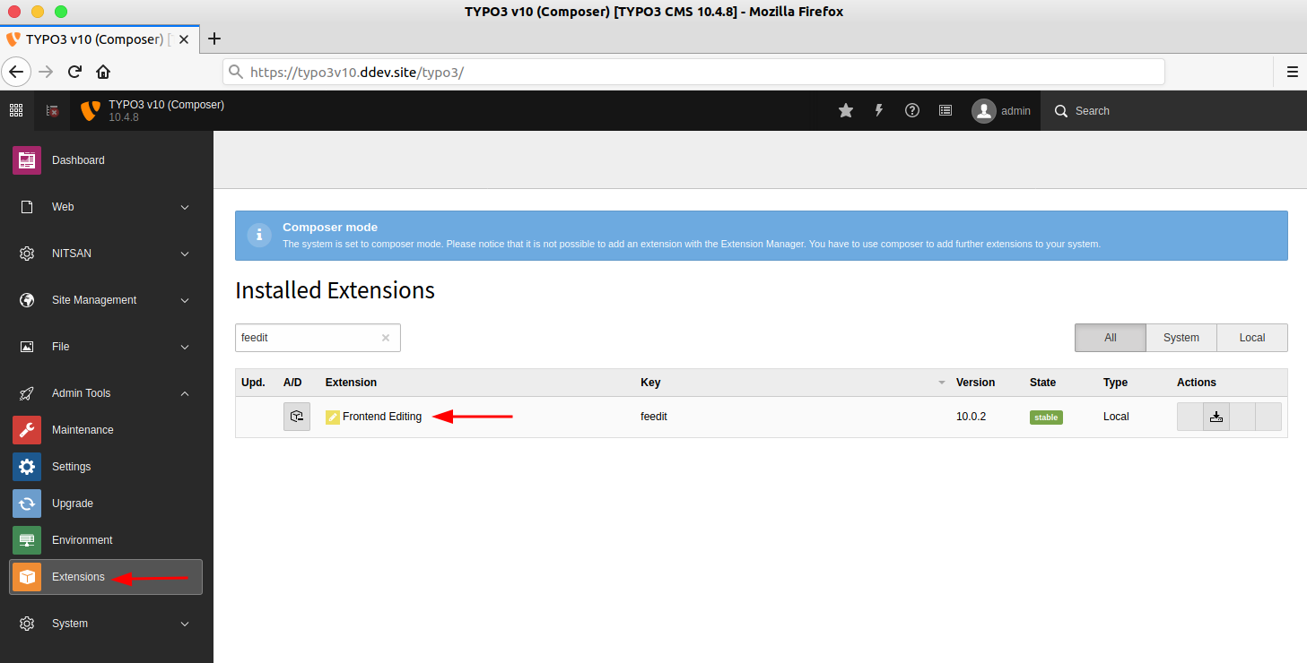 Installation of EXT:feedit