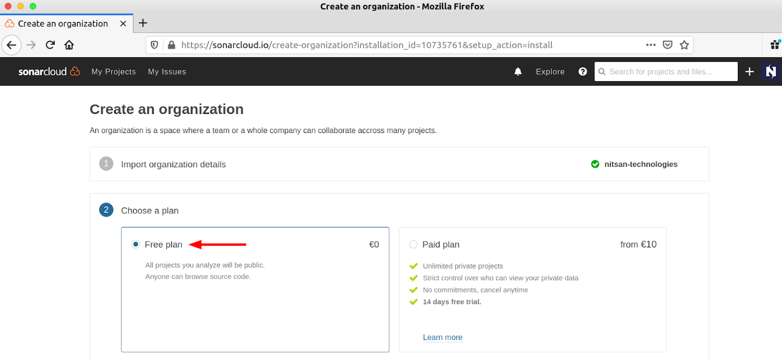 Create an organization profile