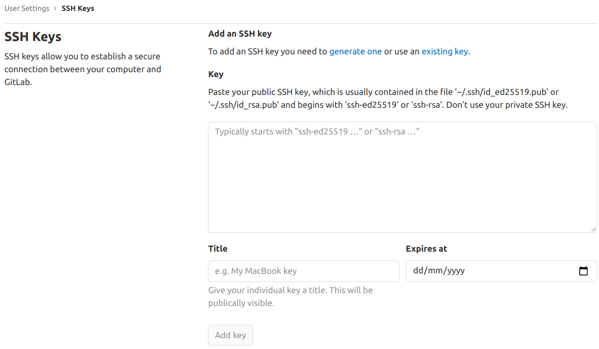 Configure SSH key to Git