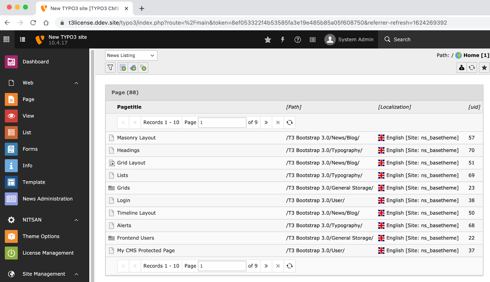 Display Records in Backend Module