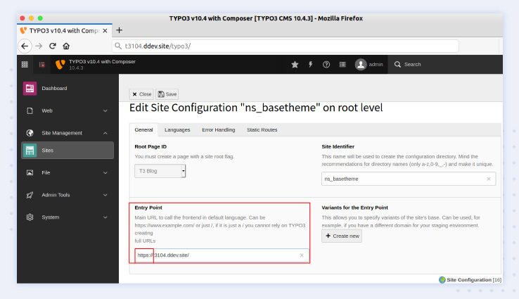Entry point field to Configure https