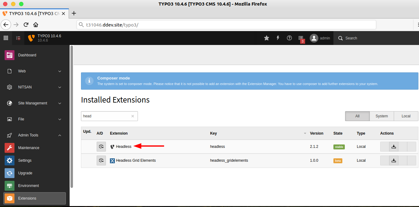 Installation of TYPO3 Headless