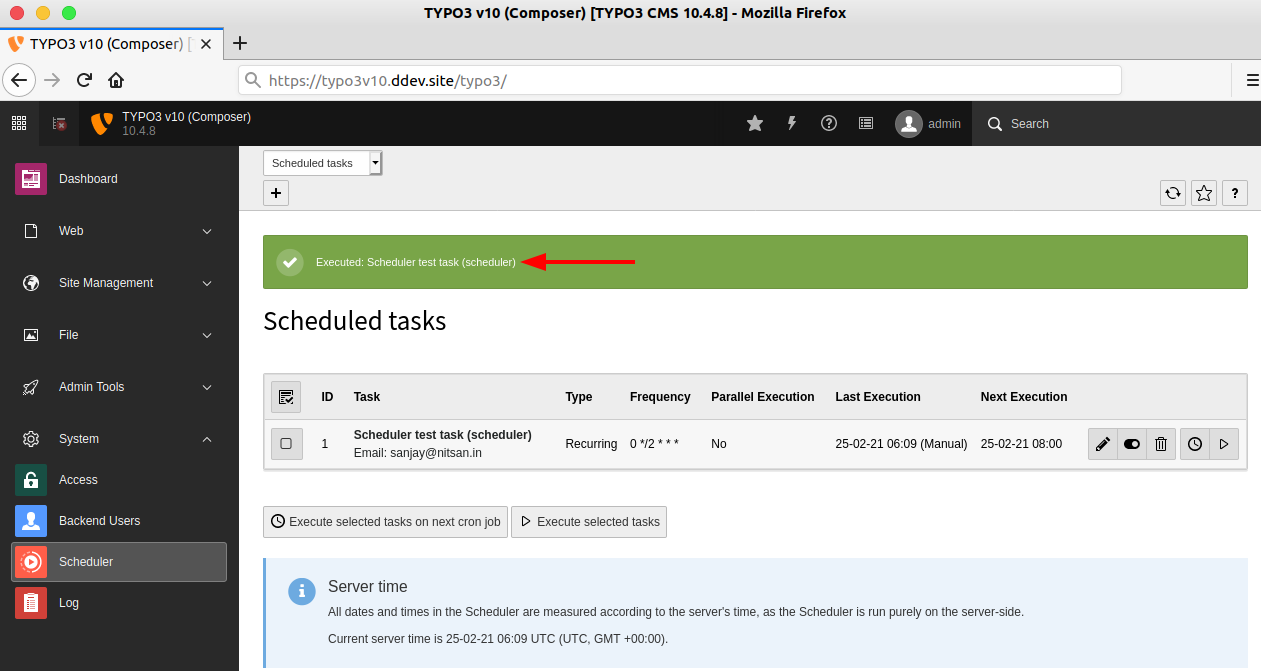 Click on the “Run Task” play button.
