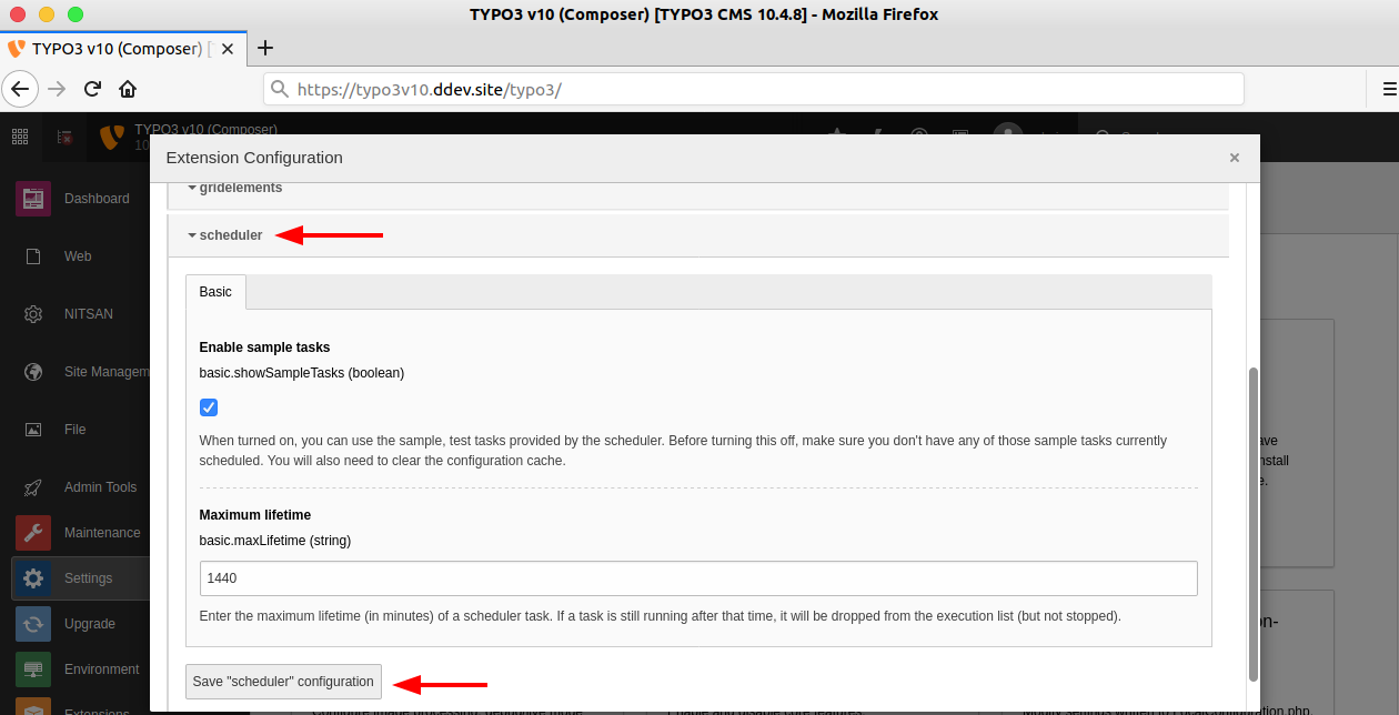 Configuration of TYPO3 Scheduler