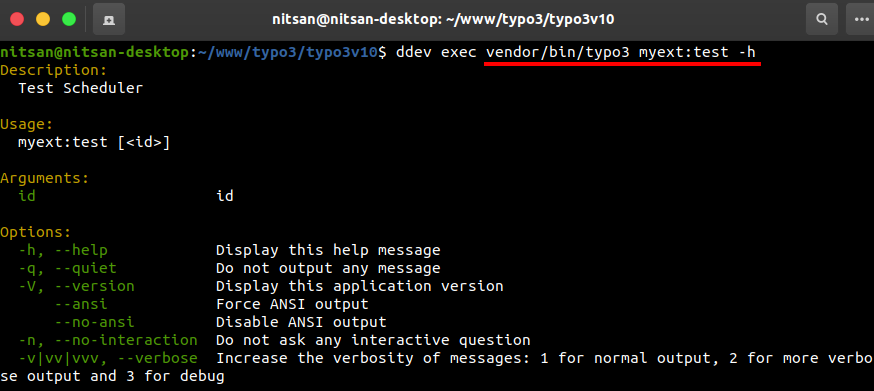 User Help on our TYPO3 Scheduler Command