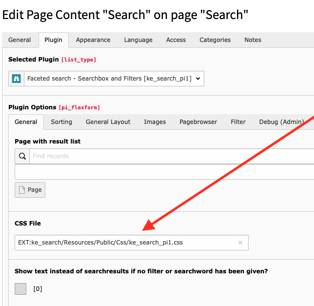 add custom CSS into ke_search