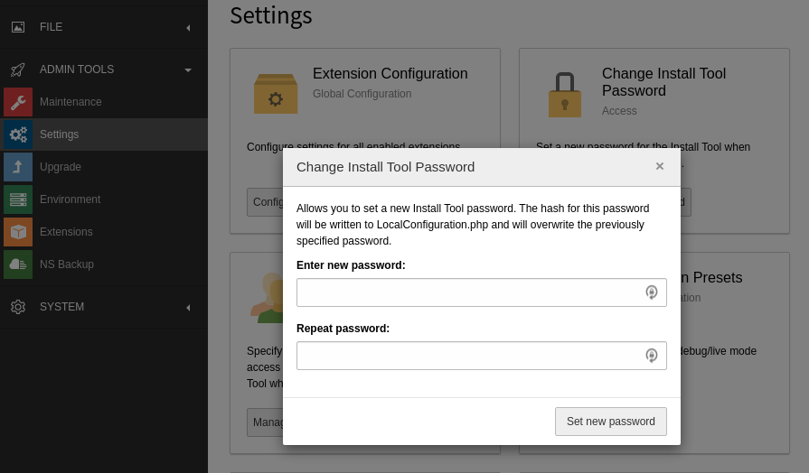 Change Password of Your TYPO3 Install Tool