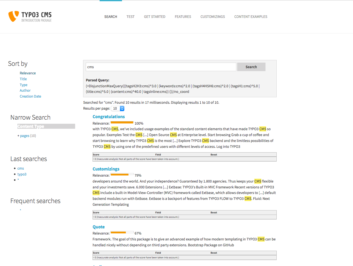 Go to your Frontend search result page
