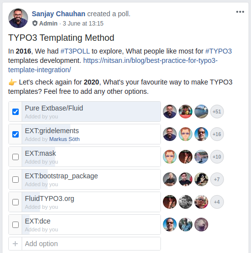 2020 TYPO3 Poll on Ways of TYPO3 Templates
