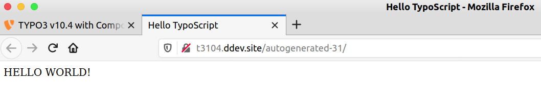 Check the frontend site, It should display “Hello TYPO3”