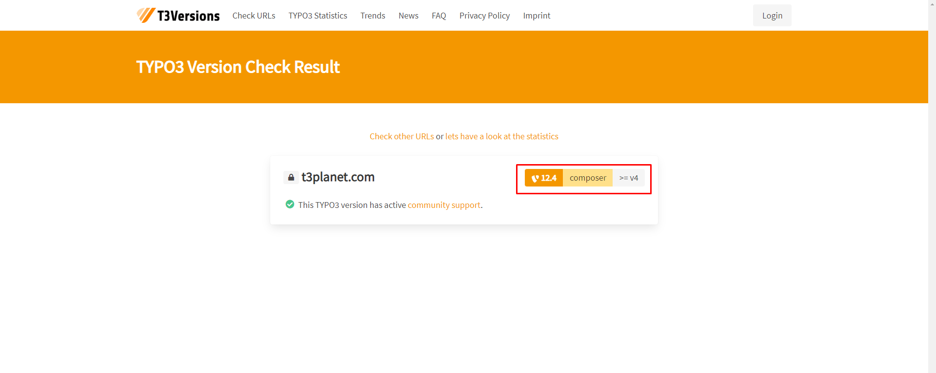 TYPO3 Version Testing Version Check