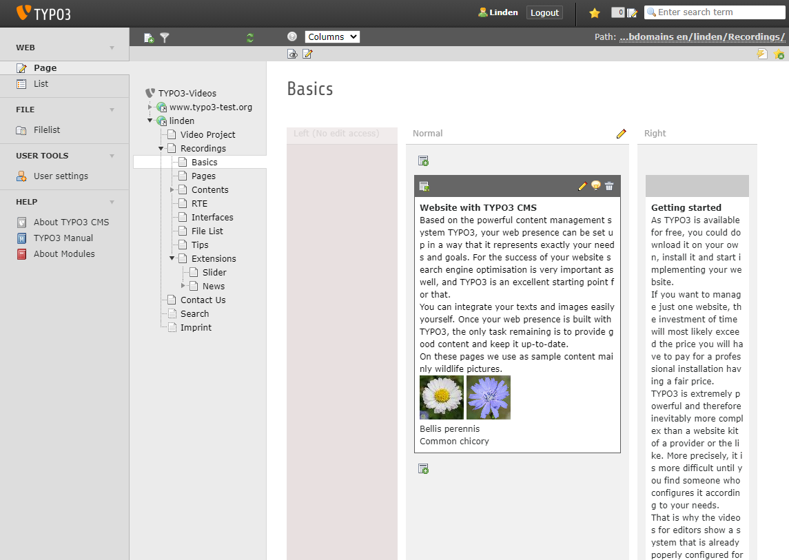 TYPO3 Demo for TYPO3 version 6