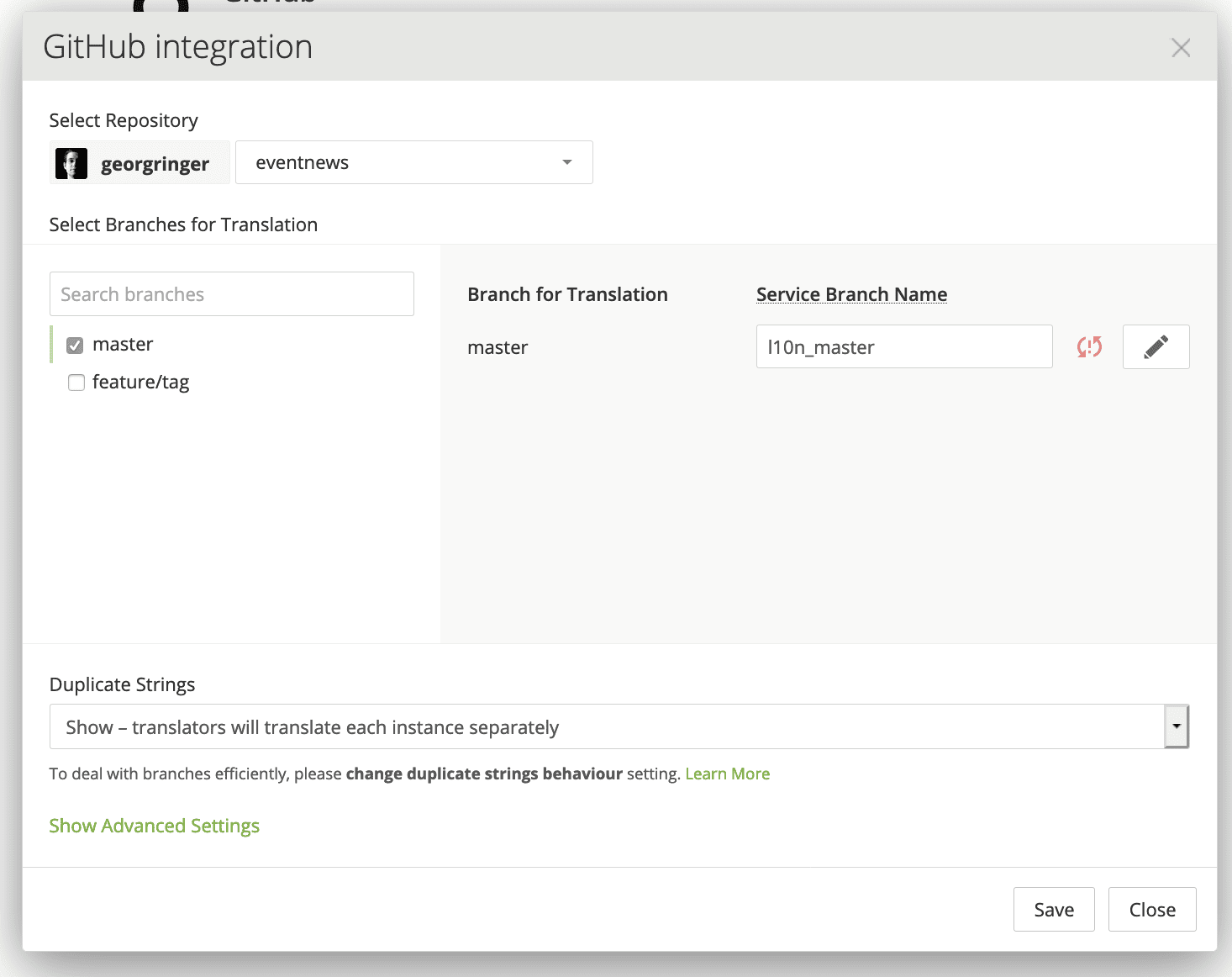 Choose Main Branch Choose Main Branch