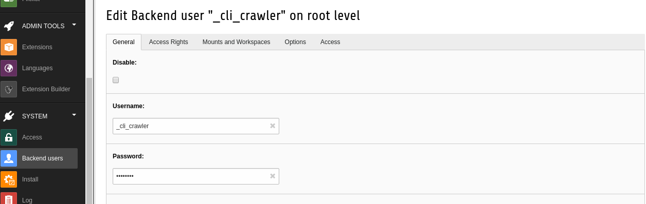 Create “_cli_crawler” backend user