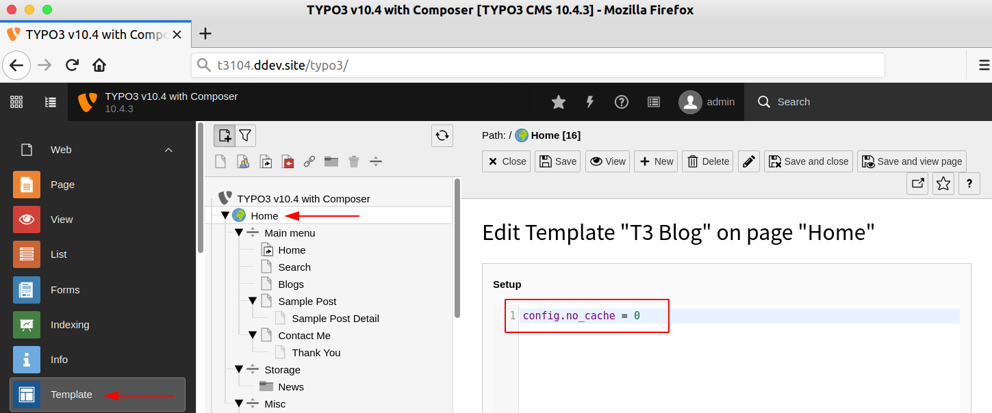 Enable TYPO3 Cache and Index_Enable