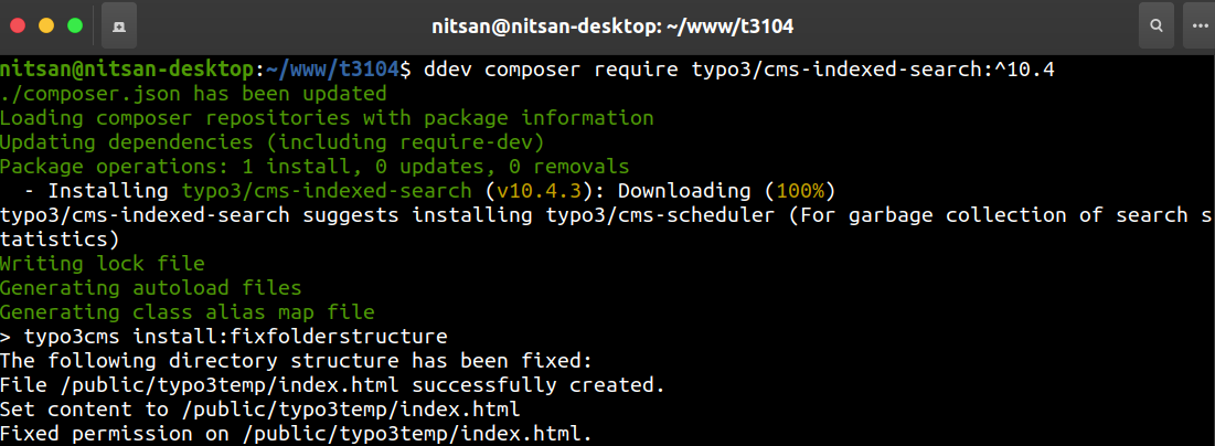 For Composer Based TYPO3, Install TYPO3 Indexed Search