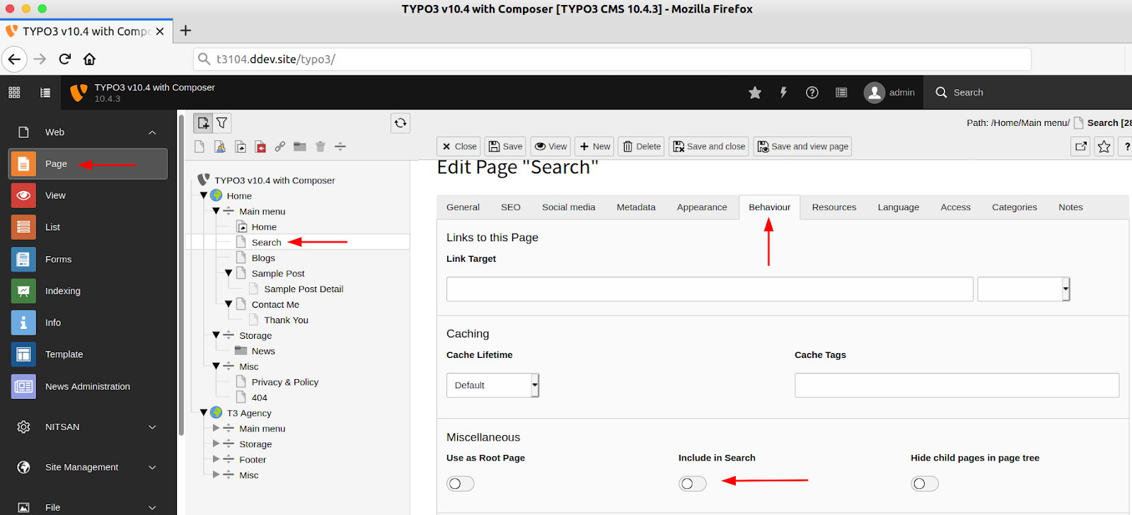 Single Page: Disable TYPO3 Indexed Search