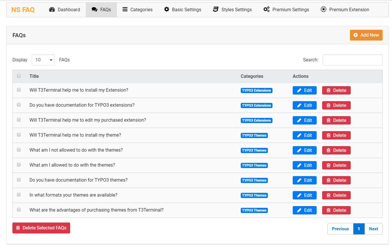 Ultimate FAQ TYPO3 Extension