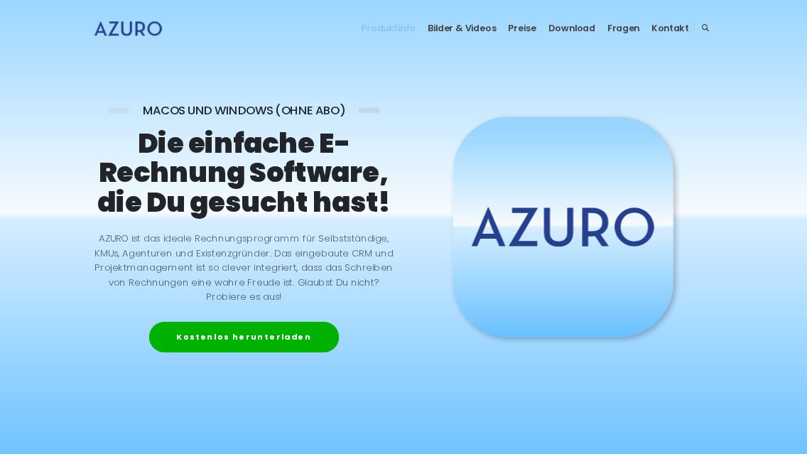Website von AZURO Office, TYPO3 Referenz mit T3Karma