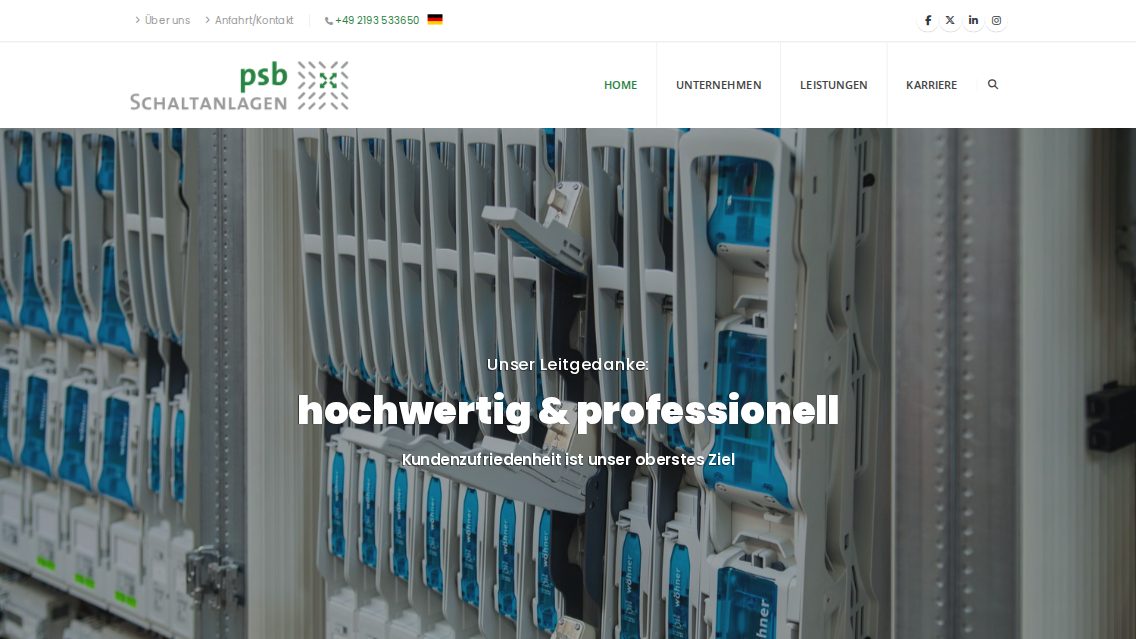 Website von PSB Schaltanlagen GmbH, TYPO3 Referenz mit T3Karma