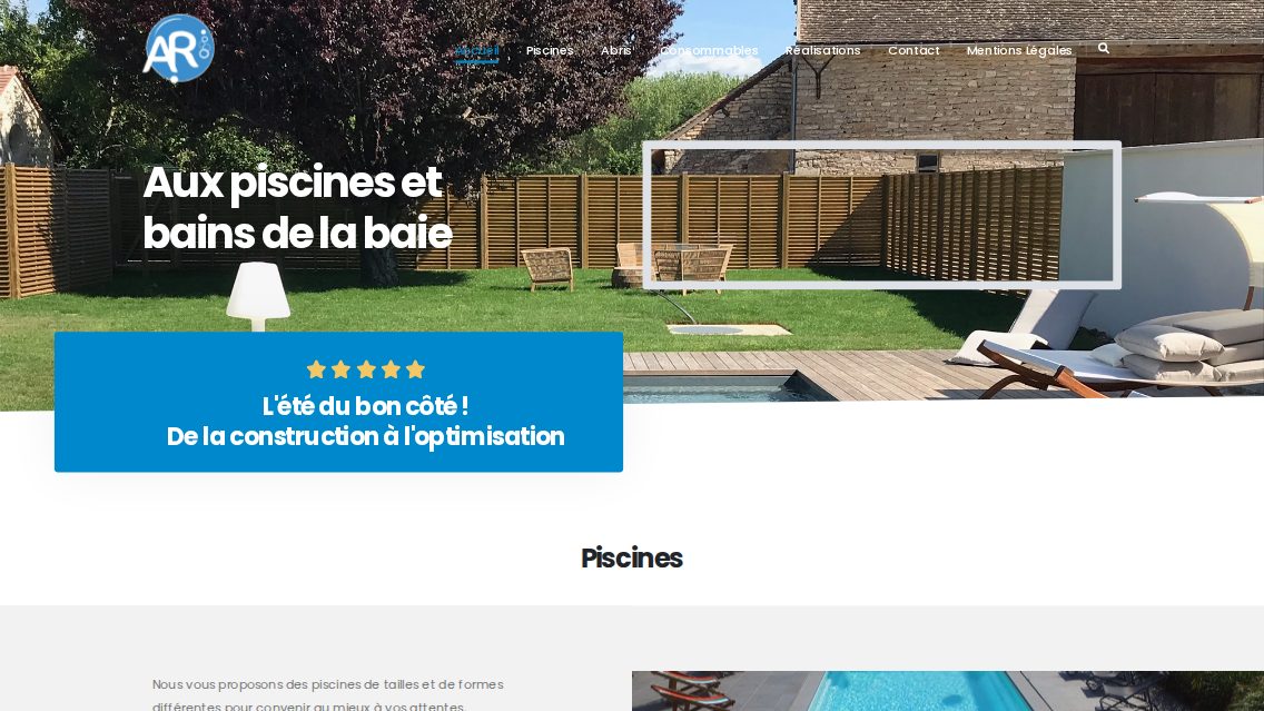 Website von Aux Piscines et Bains de la Baie, TYPO3 Referenz mit T3Karma