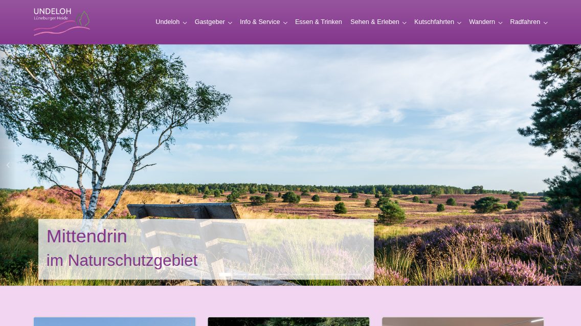 Website von Undeloh Tourismus, TYPO3 Referenz mit T3Karma