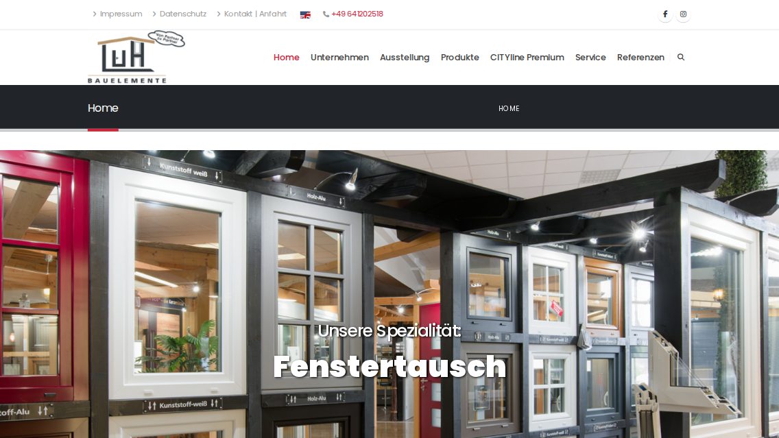Website von Luh Bauelemente, TYPO3 Referenz mit T3Karma