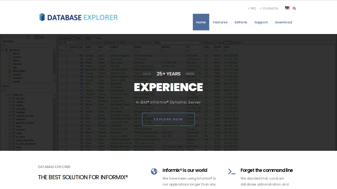 Website von iDBE – Database Explorer, TYPO3 Referenz mit T3Karma