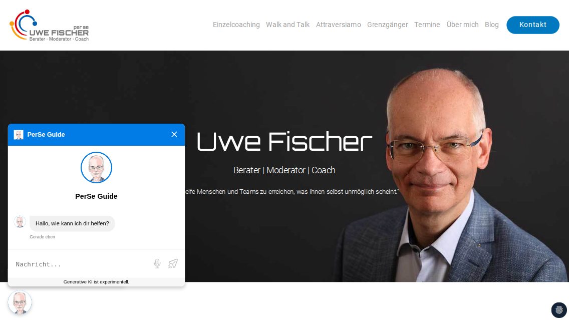 Website von Uwe Fischer, TYPO3 Referenz mit T3AC – AI Chatbot for TYPO3