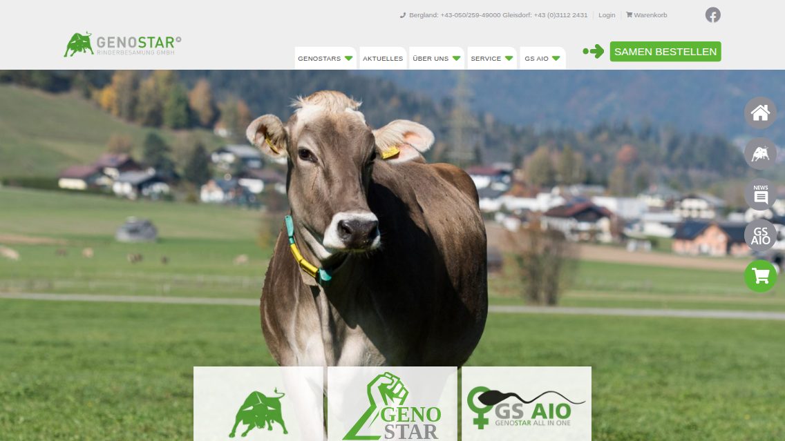 Website von GENOSTAR Rinderbesamung GmbH, TYPO3 Referenz mit T3Karma