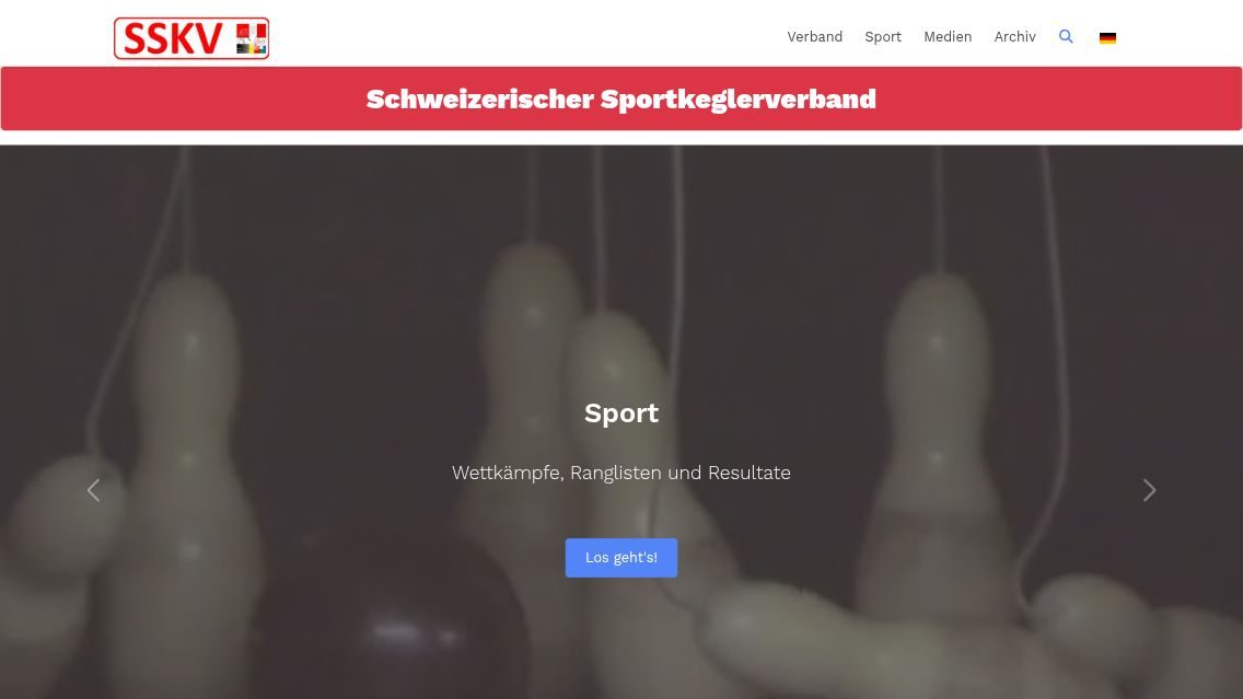 Website von Schweizerischer Sportkeglerverband (SSKV), TYPO3 Referenz mit T3 Bootstrap