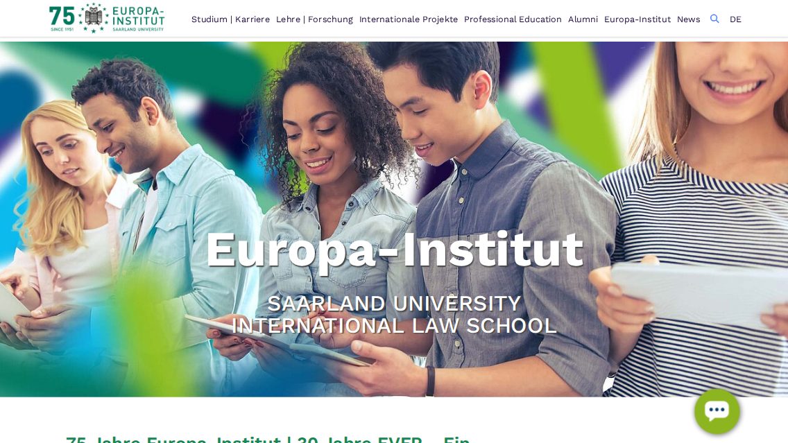 Website von Europa-Institut, International Law School – Universität des Saarlandes, TYPO3 Referenz mit T3 Bootstrap