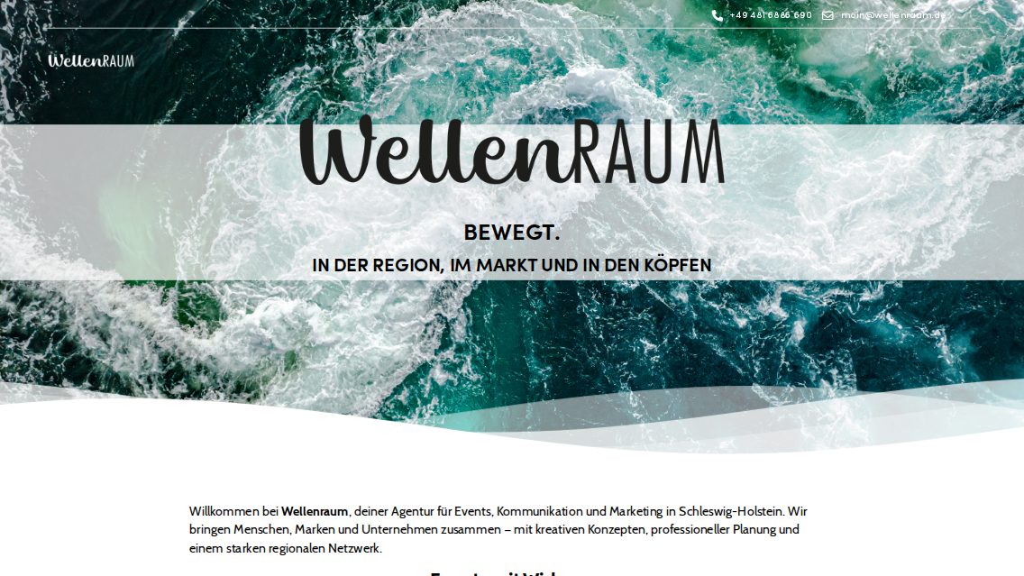 Website von WellenRAUM GmbH & Co. KG, TYPO3 Referenz mit T3 Avatar