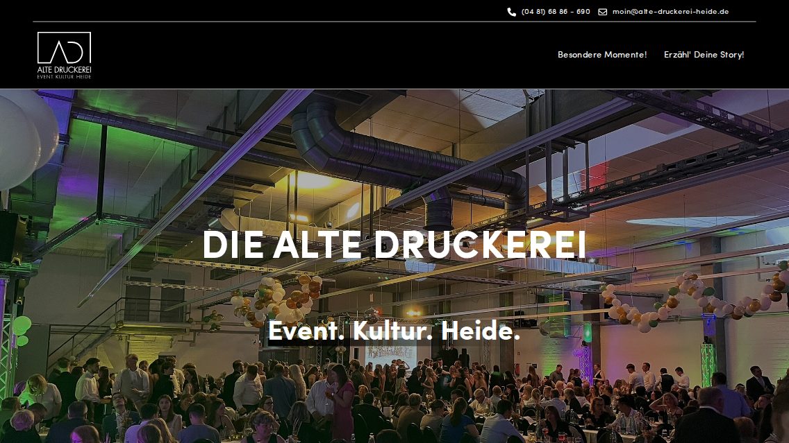 Website von Alte Druckerei Heide, TYPO3 Referenz mit T3 Avatar