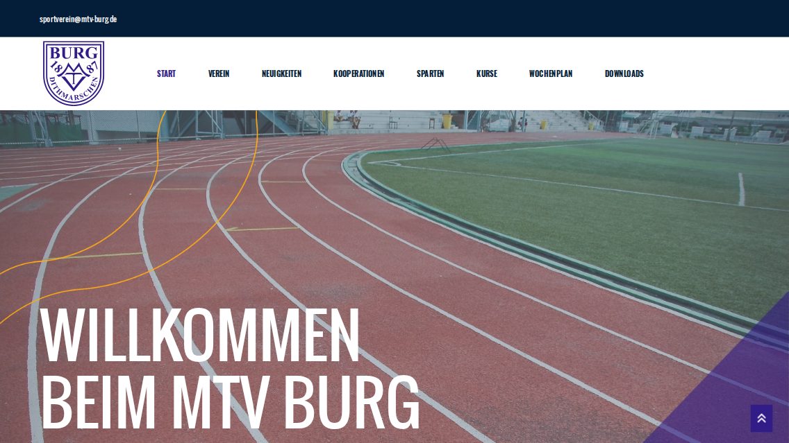 Website von MTV Burg, TYPO3 Referenz mit T3 Veda