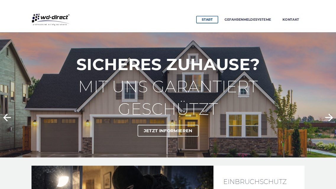 Website von wd-direct – IT-Service & Sicherheitstechnik, TYPO3 Referenz mit T3 Property