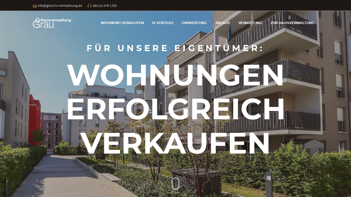 Website von Grau Hausverwaltung GmbH, TYPO3 Referenz mit T3 Property