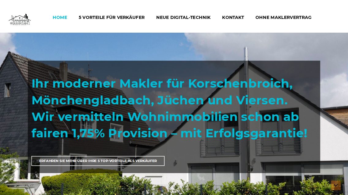 Website von Hinnenberg IMMOBILIEN-VERMITTLUNG, TYPO3 Referenz mit T3 Marketing
