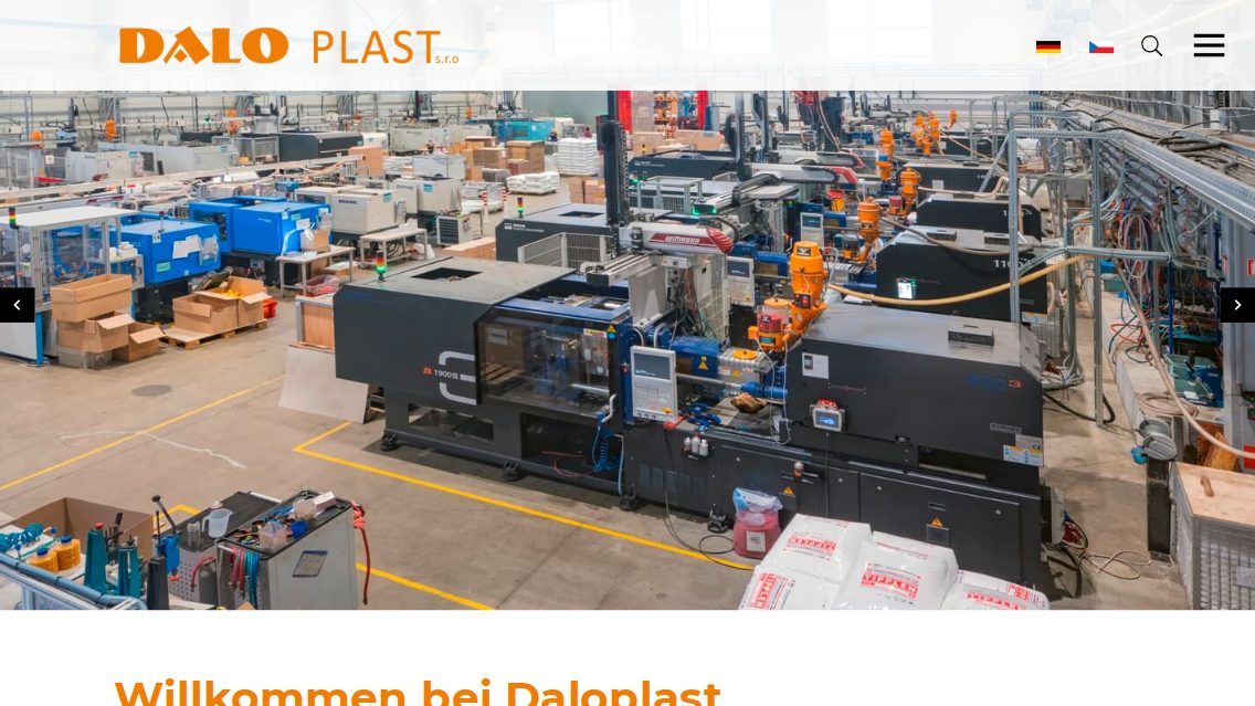 Website von Daloplast s.r.o., TYPO3 Referenz mit T3 Marketing