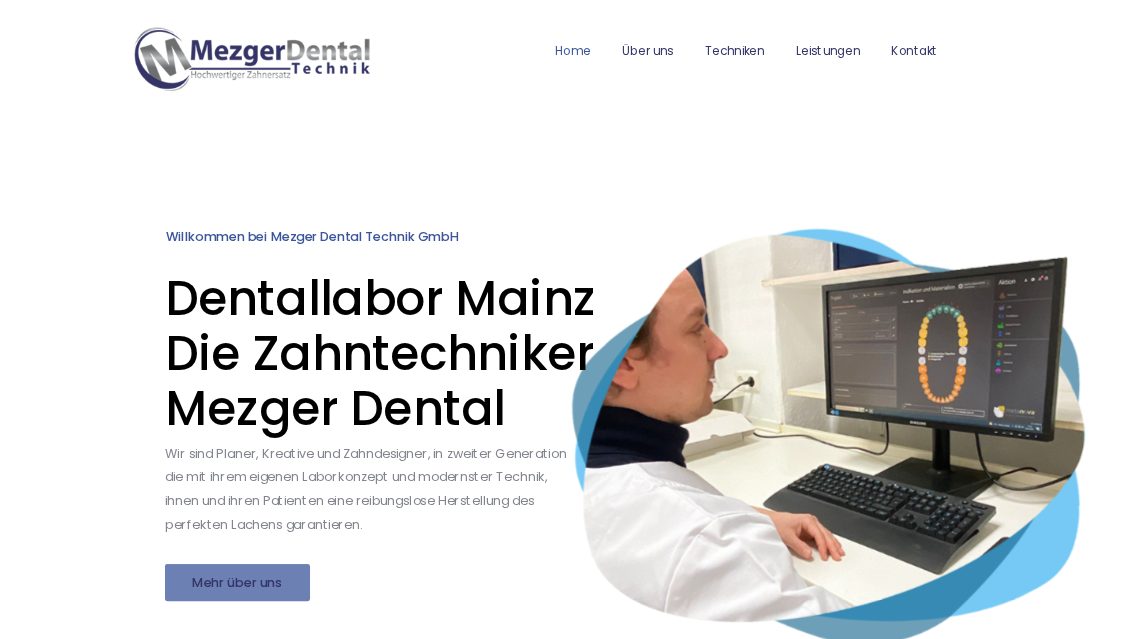 Website von Mezger Dental Technik GmbH, TYPO3 Referenz mit T3 Health