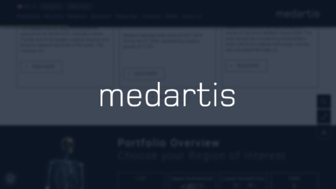 Website von Medartis AG, TYPO3 Referenz mit Event Manager for TYPO3