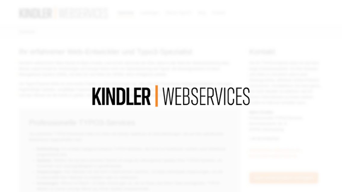 Website von Kindler Webservices, TYPO3 Referenz mit All in One Gallery for TYPO3