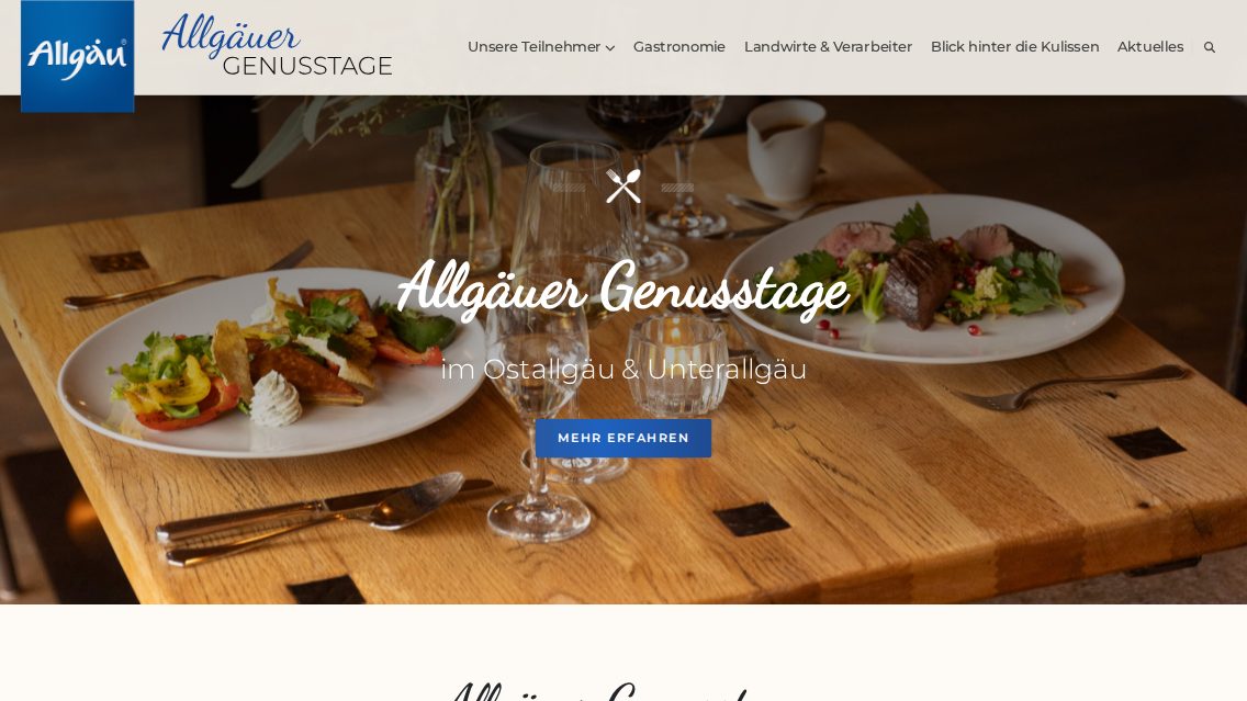 Website von Allgäuer Genusstage, TYPO3 Referenz mit T3Karma